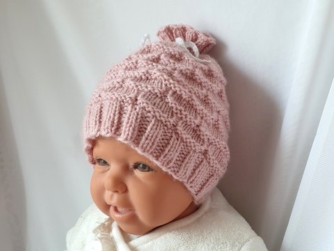 Strickanleitung Babymütze, Baby-Mütze ca. 0 - 5 Monate, Bogenmuster  #297