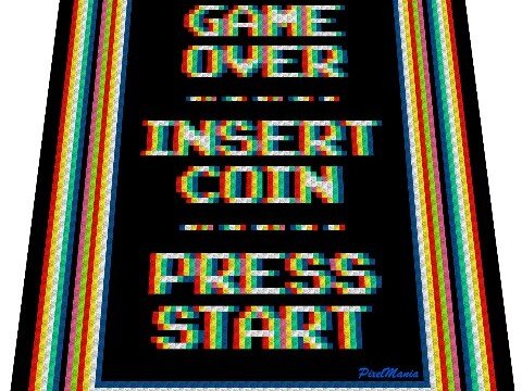 Häkelmuster * GAME OVER - INSERT COIN - PRESS START * Grafik für C2C Decke