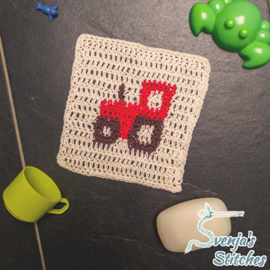 Crochet pattern : Tractor Washcloth, coaster or potholder, US- English term