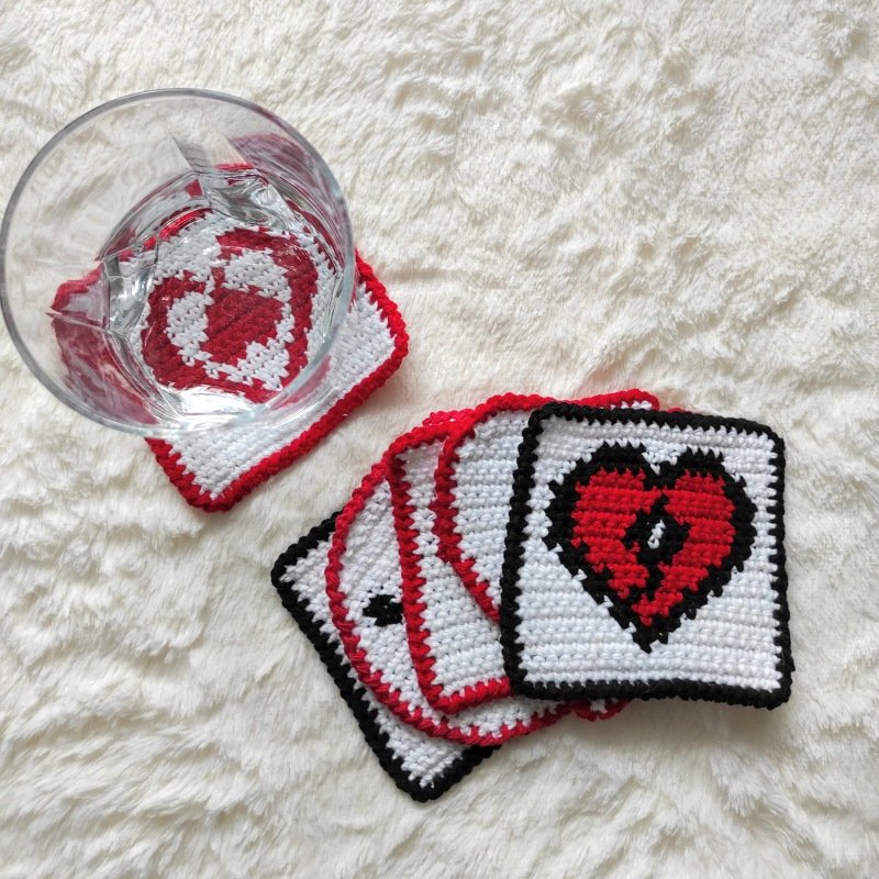 PDF Pattern Crochet Coasters Love - Valentine's Day - Mug Rug - Image 5