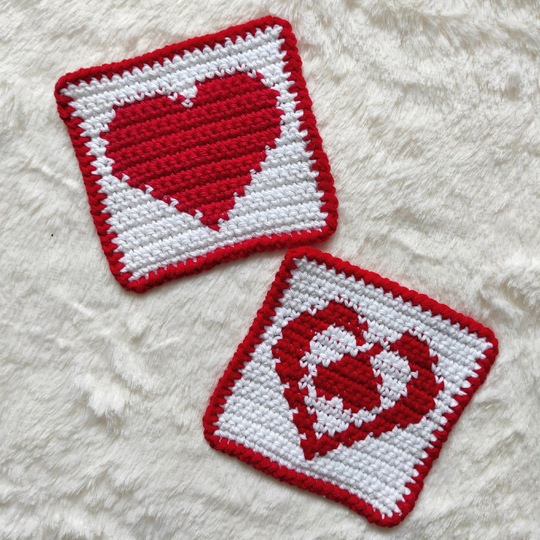 PDF Pattern Crochet Coasters Love - Valentine's Day - Mug Rug