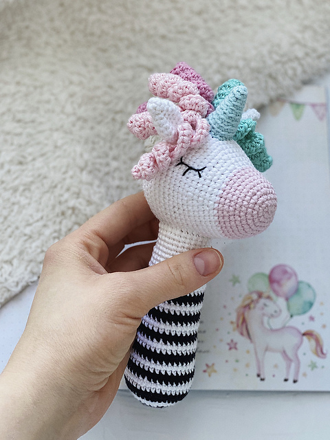 Crochet baby rattle toy Unicorn EASY Amigurumi Crochet Pattern (PDF file). - Image 3