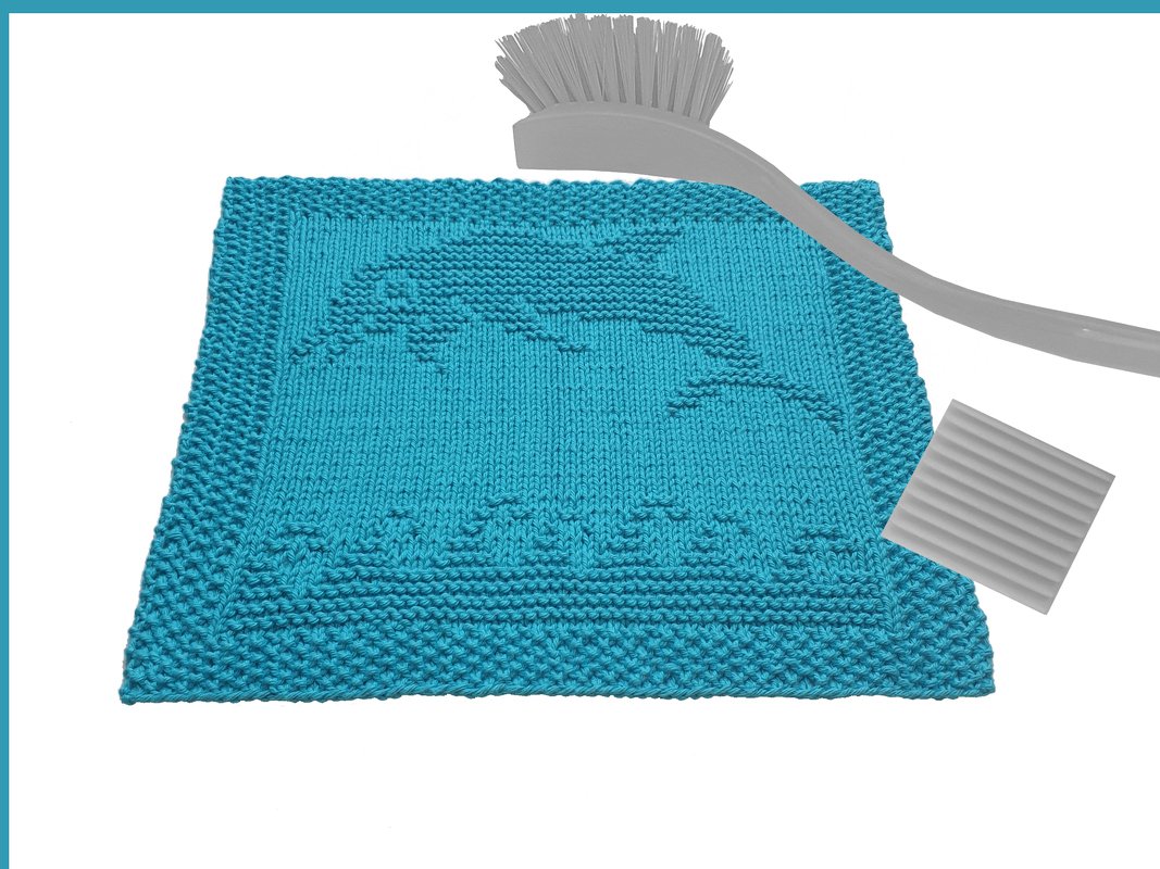 Delfin Spültuch / Waschlappen „Flippsy“ einfache Strickanleitung Spüli