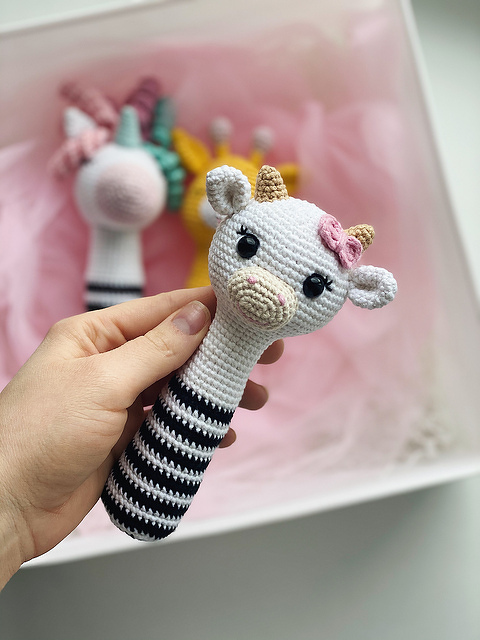 Crochet Baby rattle toy Cow EASY Amigurumi Crochet Pattern (PDF file). - Image 4