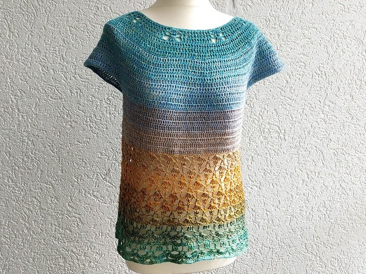 Tunika, Shirt, RVO, alle Größen, häkeln, "Frühlingsduft"