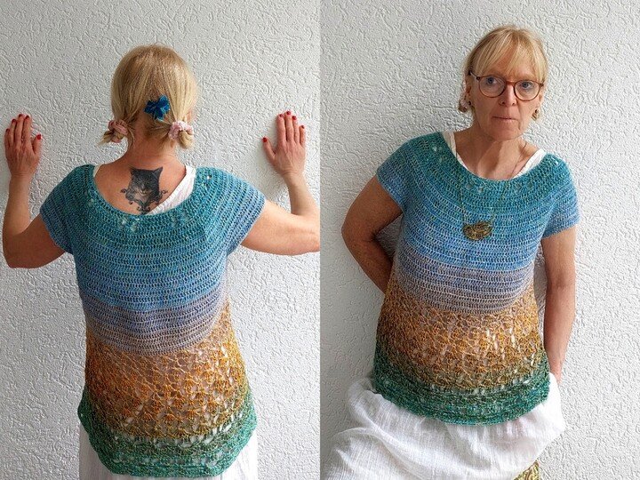 Tunika, Shirt, RVO, alle Größen, häkeln, "Frühlingsduft"