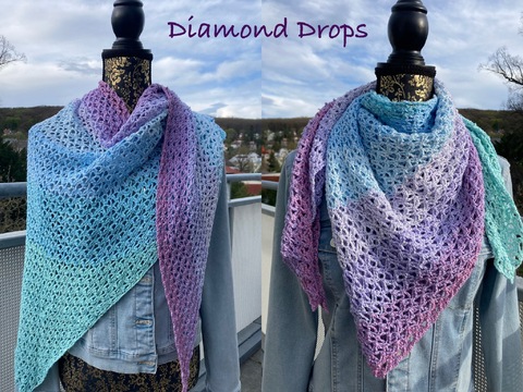Diamond Drops - Häkelanleitung flaches luftiges Dreieckstuch