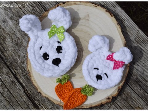 - VELVET EASTER - Taschenbaumler, Applikation häkeln, Hase und Karotten