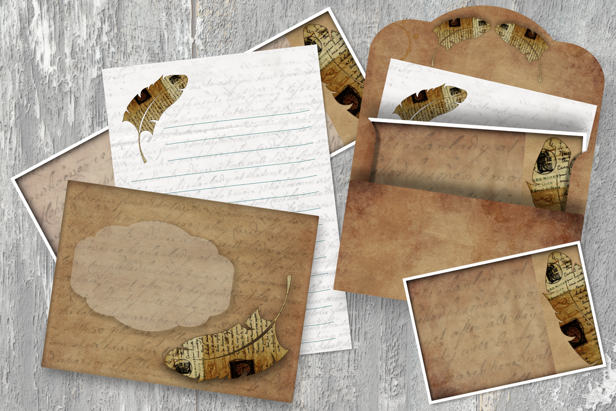 Briefumschlag Briefbogen Karten Vorlagen digitales Papier Scrapbooking