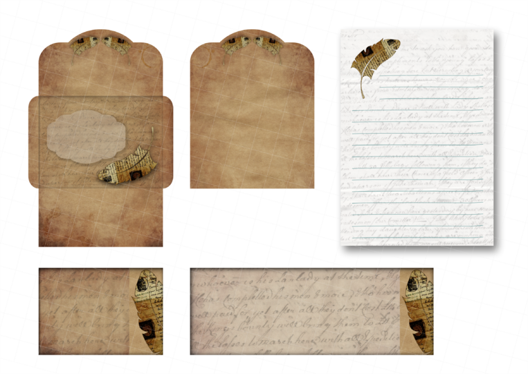 Briefumschlag Briefbogen Karten Vorlagen digitales Papier Scrapbooking