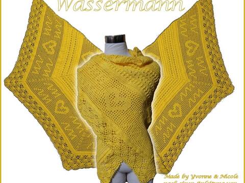 Häkelanleitung Mehrecktuch Sternzeichen "Wassermann"