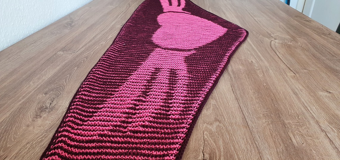 Herz mit Flügeln, Flaches Tuch, Schattenstricken, Illusionsstricken