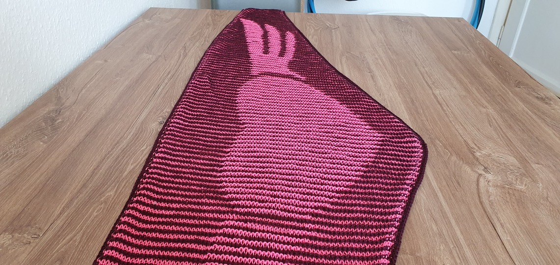 Herz mit Flügeln, Flaches Tuch, Schattenstricken, Illusionsstricken