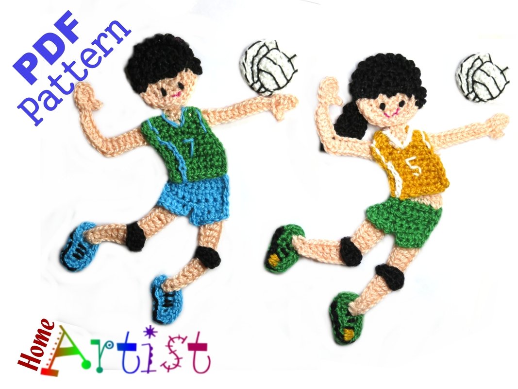 Volleyball player Crochet Pattern Applique