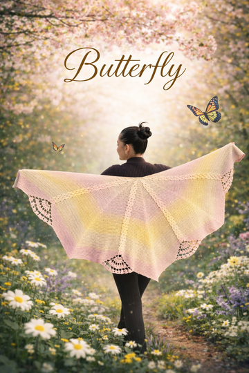 Häkelanleitung Tuch Butterfly – mit Häkelschrift