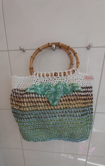 Häkelanleitung Basttasche / Strandtasche mit Bambusgriffen
