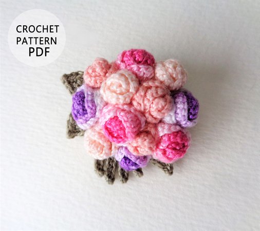 Crochet pattern Roses brooch