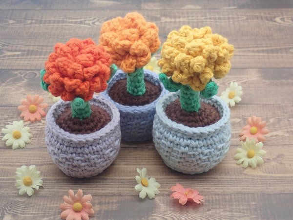 Daisy & Marigold in a Flower Pot- PDF Crochet Pattern
