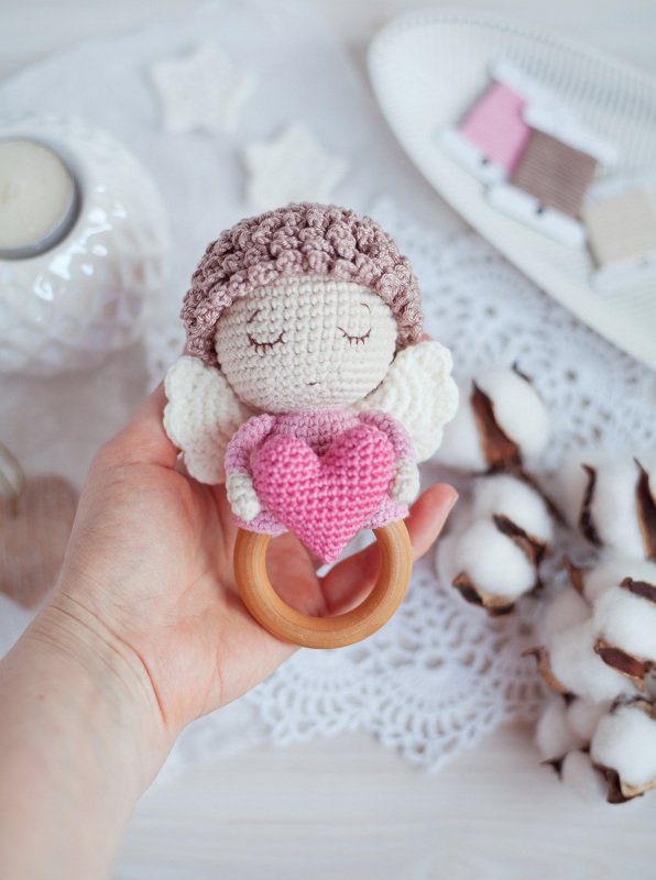 Angel with Heart Baby Rattle - Crochet Pattern - Image 4