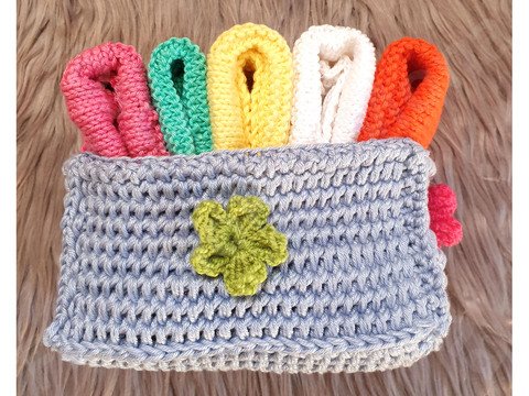 Aufbewahrung Utensilo für Spültücher / Waschlappen Häkelanleitung