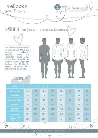 Sweatjacke/ Hoodie Herren – E-Book Schnittmuster Gr. XS-4XL – Nanuc