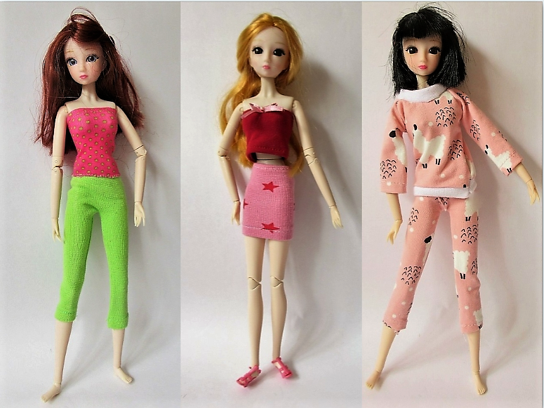 Einfache Puppenkleidung für Nähanfänger: Top, Minirock, Hose, Schlafanzug
