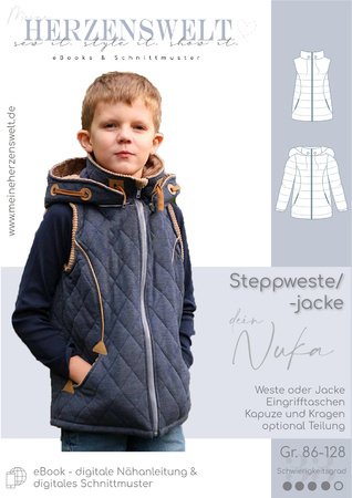 Steppweste/ Jacke Kinder – E-Book Schnittmuster Gr. 86-128 – Nuka Kids