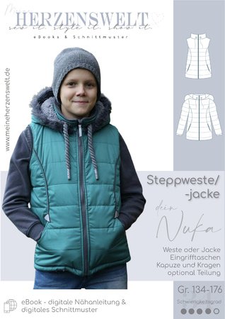Steppweste/ Jacke Kinder – E-Book Schnittmuster Gr. 134-176 – Nuka Teens