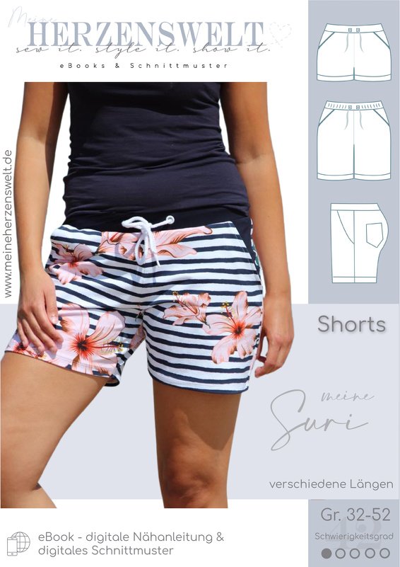 Shorts/Hose Damen – E-Book Schnittmuster Gr. 32-52 – Suri