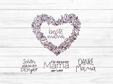 Singleline Muttertag Plotterdatei SVG DXF FCM