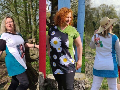 Asymmetrische Tunika Malve tailliert von 32 - 48