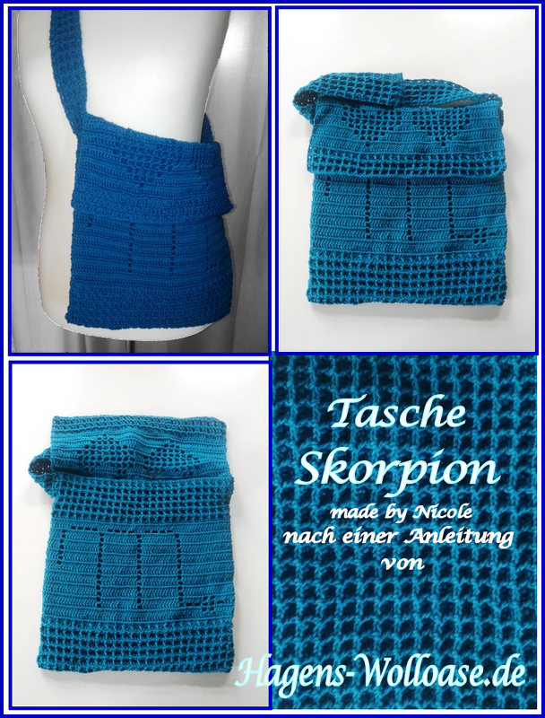 Häkelanleitung Tasche Sternzeichen "Skorpion"