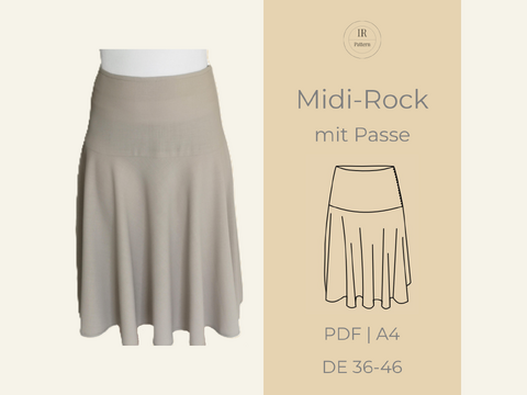 Fließender Rock mit Passe Schnittmuster und Nähanleitung