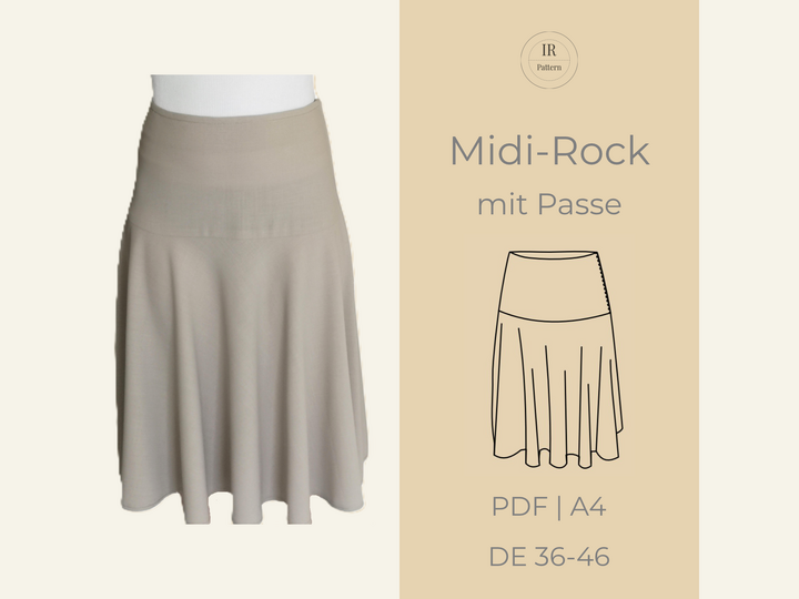 Fließender Rock mit Passe Schnittmuster und Nähanleitung