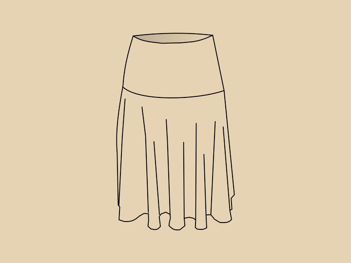 Fließender Rock mit Passe Schnittmuster und Nähanleitung