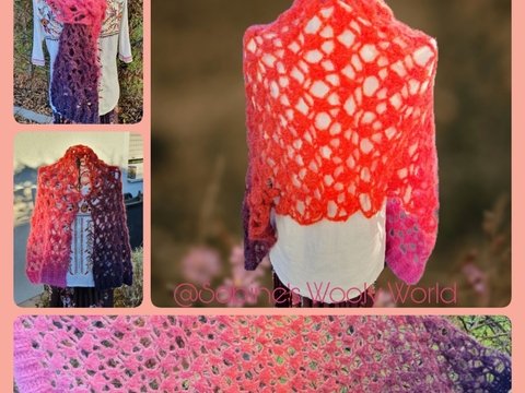 Häkelanleitung "PinkaDots" Alpaka-Stola in trendigem Farbverlauf