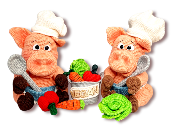 Crochet Pattern "Funny Farm Heroes" Pig Rambo the vegan chef