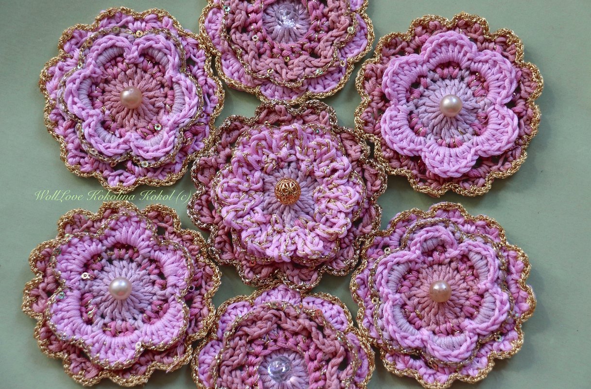 Anleitung Häkel Blumen Set 1-2-3-4  / Applikation / Deko / vielseitig