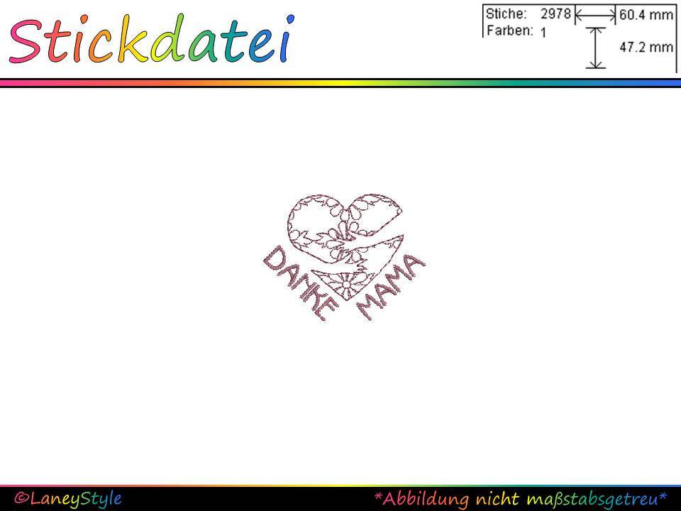 Stickdatei "Muttertag - Herz - Danke Mama"