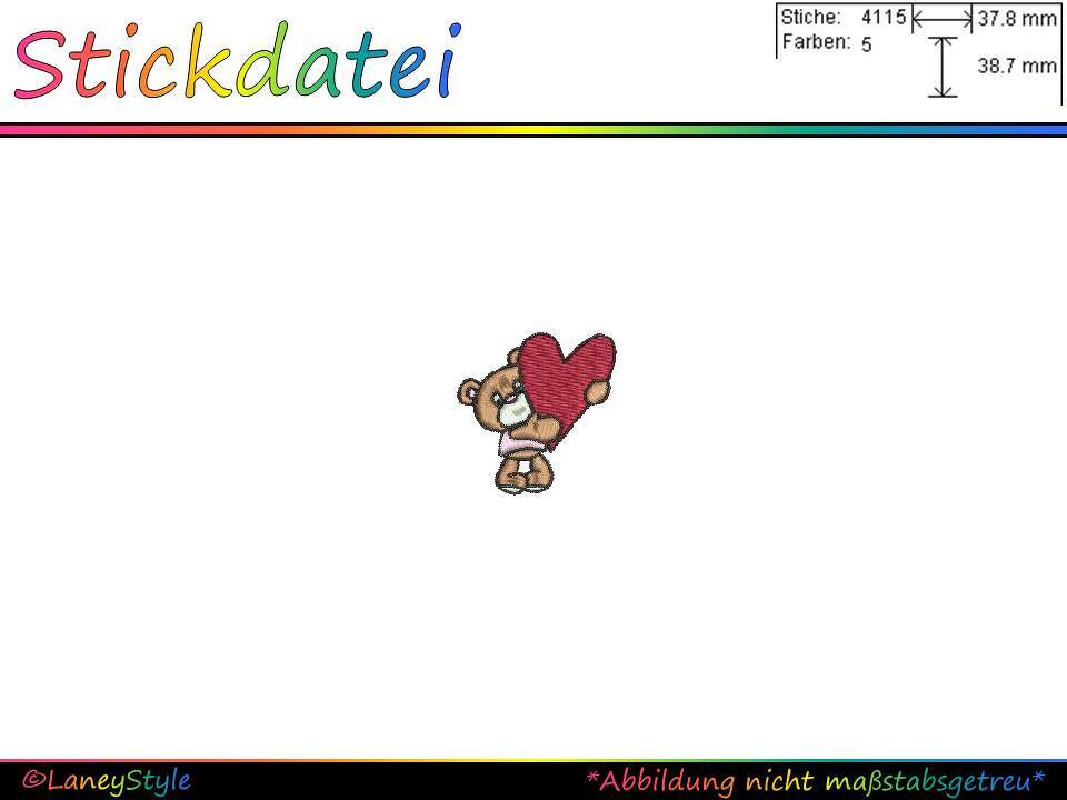 Stickdatei "Kleiner süßer Bär mit Herzchen"