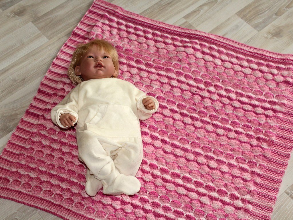 Strickanleitung Babydecke, Wagendecke, Krabbeldecke, ca. 75 x 75 cm  #298 - Bild 6