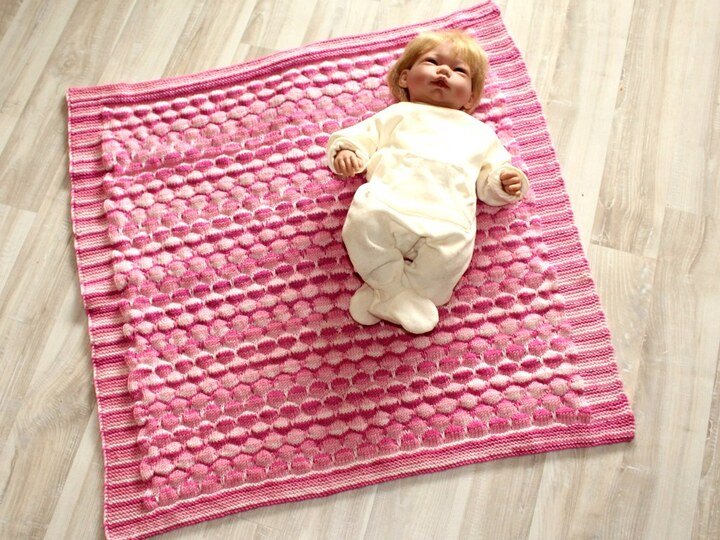 Strickanleitung Babydecke, Wagendecke, Krabbeldecke, ca. 75 x 75 cm  #298
