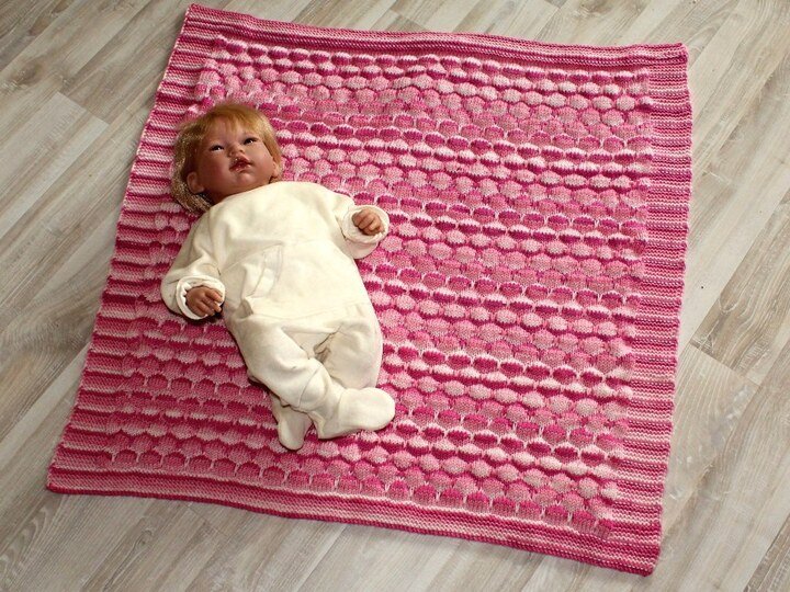 Strickanleitung Babydecke, Wagendecke, Krabbeldecke, Plaid ca. 75 x 75 cm