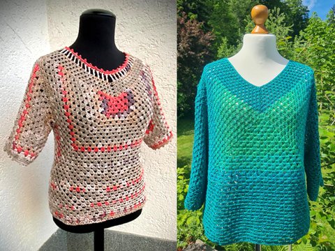 BASIC Shirt mit einfachem Grannymuster- KnäuleWolle/Bobbelwolle