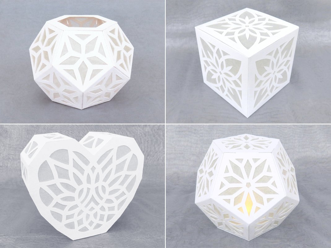 Vier Tischleuchten in Weiß – Sparset – Bastelanleitung und Vorlagen
