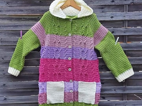 Darcy Damen Kapuzen Jacken Mantel Raglanpasse häkeln