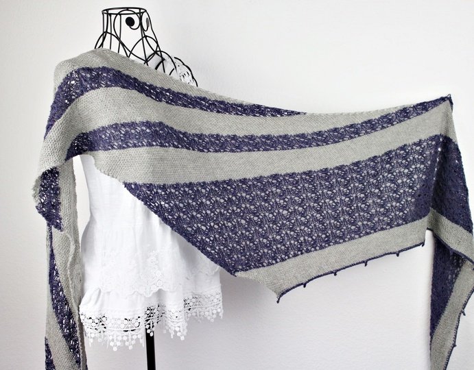Knitting Pattern PDF Asymmetrical Triangle Shawl with Lace