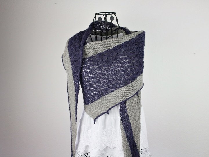 Knitting Pattern PDF Asymmetrical Triangle Shawl with Lace