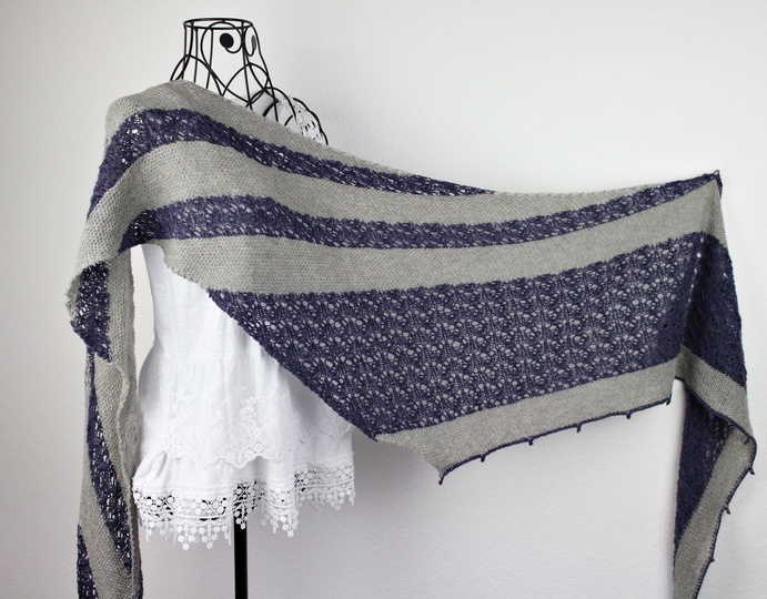 Knitting Pattern PDF Asymmetrical Triangle Shawl with Lace