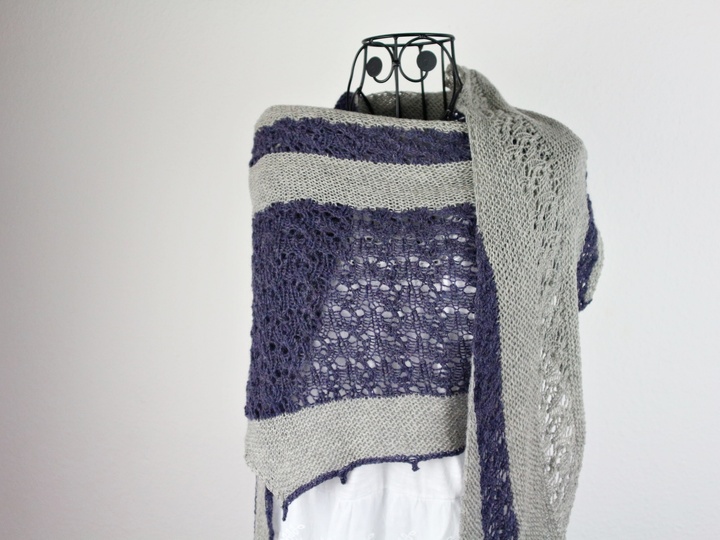 Strickanleitung asymmetrisches Dreieckstuch mit Lace und kraus rechts